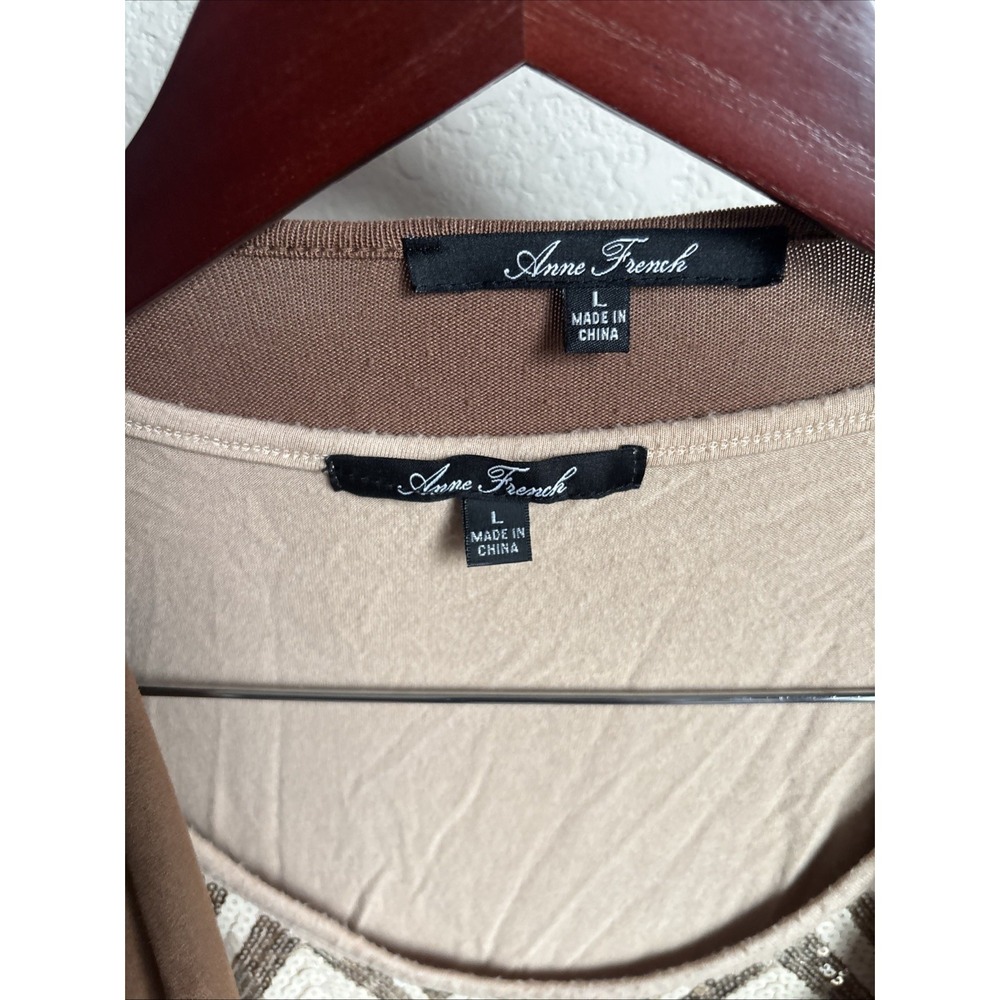 Anne French 2-Piece Set, Western Cardigan W/Fringe + Ivory Tank With Sequins, L - Picture 2 of 10